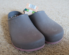 Pantoletten Gartenclogs Schlappen Größe 39 40 Damen Herren Grau Lila Gardenline