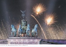 AK Deutschland Berlin Brandenburger Tor Silvester Raketen Quadriga Panorama top