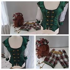 Kostüm Damen Schottin- Bluse-Rock-Gr. 40-Gürtel-Perücke- Kette-Kilt Rock -Fasch