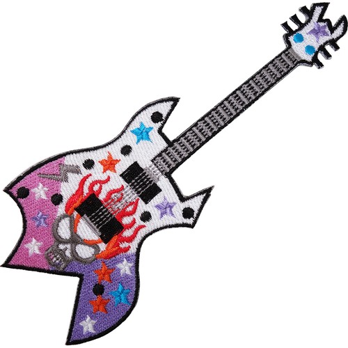 Weiß lila gitarre bestickt - weiß, e-gitarre
