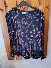 Kaffe Bluse Tunika, 40, Blau, Blumenmuster