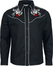 Banned Alternative Langarmhemd Herren Rockabilly Mic schwarz