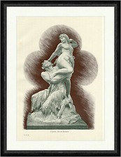 F. Hecht. Pan und Bacchantin Statue Gruppe Gott Nackte Frau  Faksimile_E 9007