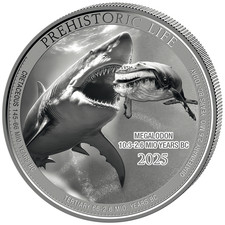 Silbermünze Megalodon Prehistoric Life II. (5.) 2025 - Kongo - 1 Oz ST
