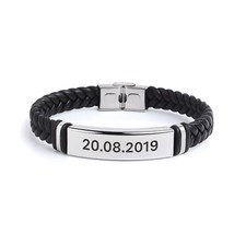 Armband mit individueller Lasergravur - Leder-Optik - persönliche Beschriftung