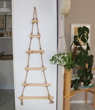 XL Leiter aus Holz, Deko Tannenbaum mit Seilen shabby chic