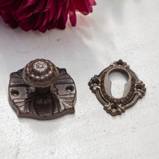 Türbeschlag mit Knauf für Haustüren, Knauf - feststehend | PZ | Eisen braun