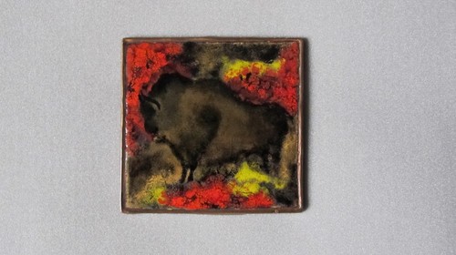 Emaille bild bison - bild, büffel"