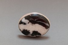 Toller Zebra Marmor Ring - 43 x 33 mm - in massiv Sterling Silber - 925 - Gr. 64