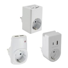 Zwischen-Stecker Steckdose mit USB Netzteil Ladeanschluss Ladegerät 2x Anschluss