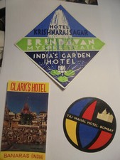 32251 3 Kofferaufkleber Clark s Hotel Banaras Taj Mahal Bombay Krishnarajsagar 