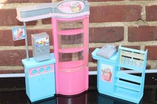 MATTEL BARBIE K9 MÖBEL für GESCHÄFT  KIOSK SUPERMARKT THEKE AUSLAGE REGAL KASSE