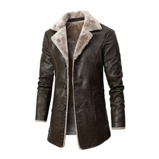 Herren Lederjacke Lang Mantel