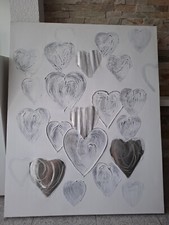 Leinwandbild "Herzen", 80cm B x 100cm H, strukturierte Oberfläche