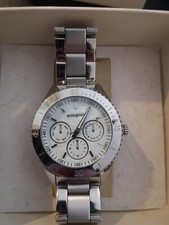 Manguun Damen Uhr Silberfarben Edelstahl weißes Zifferblatt 