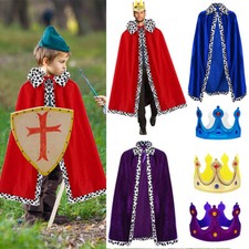 Erwachsene Kinder Umhang Königsumhang Junge Karneval Cosplay Königskrone Cape~