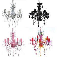 Künstliche Kristall Kronleuchter Pendel 5-armig Hänge Lüster Licht Deckenlampe