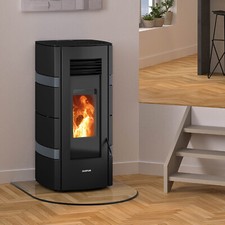 Justus Sia Pelletofen 8 kW Pelletkamin Stahl Schwarz conStone Anthrazit