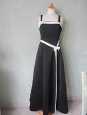 Apart Abendkleid Vintage 70er Jahre schwarz weisse Schleifen Größe 38 M