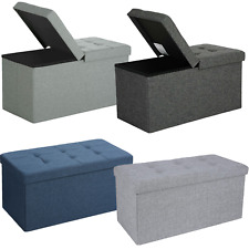 Faltbarer Sitzhocker Sitzbank Ottomane Sitzwürfel Truhe Aufbewahrungsbox Leinen