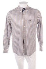 CLAUDIO CAMPIONE gestreiftes Button-down-Hemd M Braun