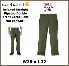 CARHARTT W38 L32 Hose khaki Basil 105461 Relaxed Relaxed Cargo Ripstop Workwear