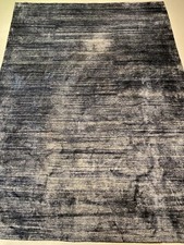 Loribaft Teppich Orient Perser Rug Gabbeh Blau Grau Silber Viskose Seidenglanz