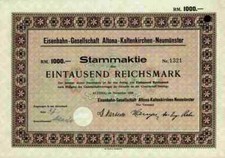 Eisenbahn Altona 1928 Kaltenkirchen Neumünster Hamburg 1000 RM Bad Bramstedt