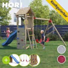 Hori Holz Spielturm Kletterturm Stelzenhaus Farbauswahl Doppelschaukel Rutsche