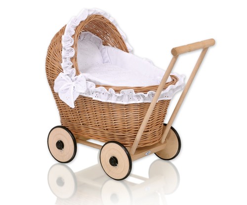Puppenwagen aus korbgeflecht - puppenwagen,