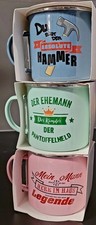 3er Set Emaille - Becher mit