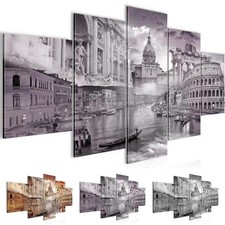 Wandbilder Set Italien XXL Bild für Wohnzimmer grau schwarz weiß beige braun
