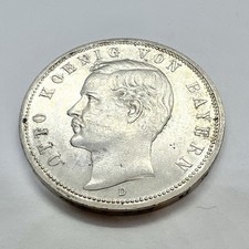 *** 5 Mark, Bayern König Otto 1913 A , J 46, Silber ***