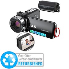Somikon 4K-UHD-Camcorder mit 16-fachem Zoom, WLAN, Versandrückläufer