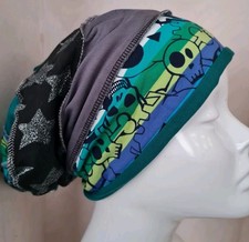 BEANIE MÜTZE Longbeanie  Chemo Weich 2 In 1, Mustermix Und Aussennähte