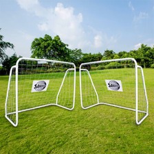Sandora 2er Set Fußballtor aus Metall 124x96x61cm Netz weiß 22060 Tor