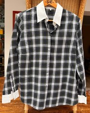 sportliche Bluse-klassisch-kariert-M-L44-Business-BW-Marco Pecci-weiße Akzente