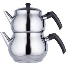 Teekanne Set Edelstahl Türkisch Tee Teekocher Caydanlik 3 Größen Induktion Kanne