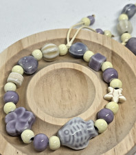 Porzellan Keramik Armband Stretcharmband lila weiß 1 Stk Fisch Blume Herz Stern