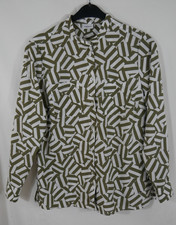 WALBUSCH EXTRAGLATT Traumhafte Bluse Grün-Khaki und Weiß Elegant Größe 42 NEU!