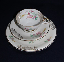 Sammeltasse 3-teilig Gedeck J. Seltmann Vohenstrauss Blumenmotiv Goldrand-Dekor