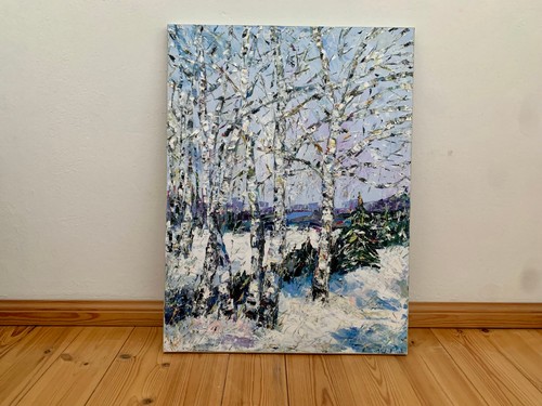 Birken winterwald impasto - birken,