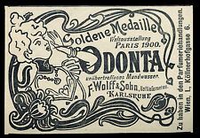 Alte Werbung 1901 ODONTA Mundwasser Wolff & Sohn Karlsruhe Weltausstellung Paris