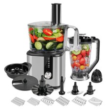 11 in 1 Küchenmaschine Edelstahl StandMixer 750 W Teigmaschine 1.8L+1.2L Mixer