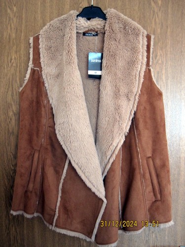 Weste mit webpelz - farbe, cognac