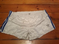 ADIDAS Glanz Nylon Fussball Shorts weiß Größe D6 /M /Vintage 80er