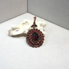 Granat Anhänger Granatschmuck Tracht Retro Vintage Silber 925/- antik vergoldet