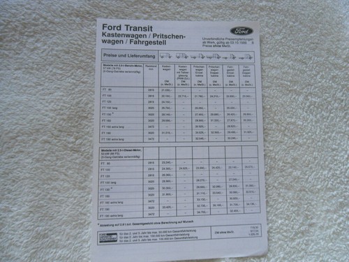 Ford transit preisliste - ford,