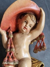 Kardinalsengel geschnitzte Figur Heinzeller Engel Oberammergau 21cm antik Stil