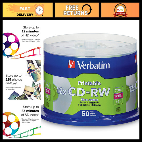 50pk 700mb 4x inkjet - cd-rw,